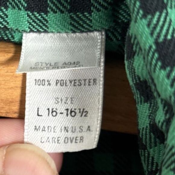 Vintage LL Bean Flannel Shirt Men’s Size L Allagash Green Black Gingham Plaid - Picture 10 of 14